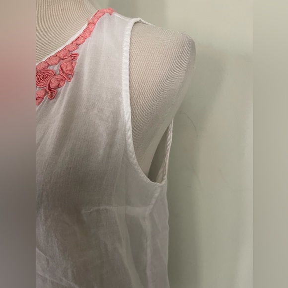 🆕 [Banana Republic] White and Peach Cotton Embroidered Zip Top Sz: 2 - Picture 4 of 12
